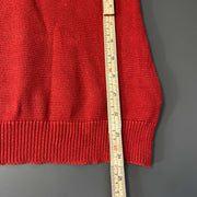 Red Lauren Ralph Lauren Button V-Neck Sweater Womens Large