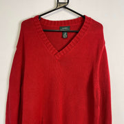 Red Lauren Ralph Lauren V-Neck Knitwear Sweater Womens XXXL