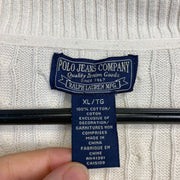 White Polo Jeans Company Half Zip Sweater Knit Jumper XL