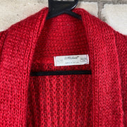 Red Mohair Knit Cardigan Women's XL