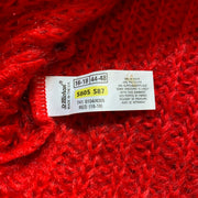 Red Mohair Knit Cardigan Women's XL