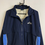 Navy and Blue Asics Windbreaker Men's Medium