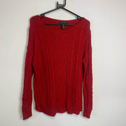 Red Lauren Ralph Lauren Knit Cable Sweater Womens Medium