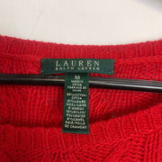 Red Lauren Ralph Lauren Knit Cable Sweater Womens Medium