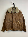 Brown Leather Flyer Bomber Jacket Men's Large