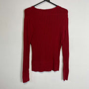 Red V-Neck Tommy Hilfiger Knitwear Sweater Womens Medium