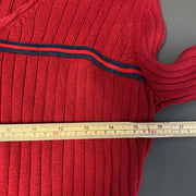 Red V-Neck Tommy Hilfiger Knitwear Sweater Womens Medium