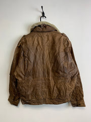 Brown Leather Flyer Bomber Jacket Men's Large