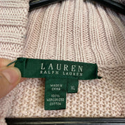 Lauren Ralph Lauren Baby Pink Cable Knit Full Zip Sweater Womens XL