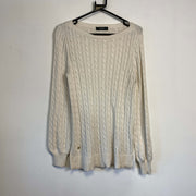 White Cable Lauren Ralph Lauren Knit Jumper Sweater Womens Medium