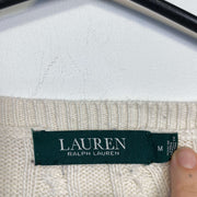 White Cable Lauren Ralph Lauren Knit Jumper Sweater Womens Medium