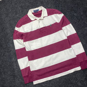 Red/White Ralph Lauren Lon Sleeve Polo Top Men's Medium