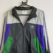 Vintage 90s Grey Green Purple Adidas Windbreaker Men's Large