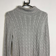 Grey Cable Knit Turtle Neck Tommy Hilfiger Sweater Womens Small