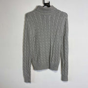 Grey Cable Knit Turtle Neck Tommy Hilfiger Sweater Womens Small