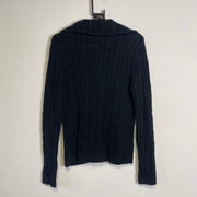 Navy Chaps Cable Knit Full Zip Sweater Womens Medium