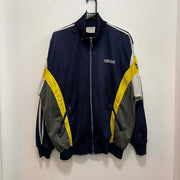 Vintage 90s Navy and Yellow Adidas Track Jacket Men's Large