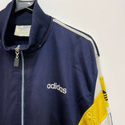 Vintage 90s Navy and Yellow Adidas Track Jacket Men's Large