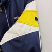 Vintage 90s Navy and Yellow Adidas Track Jacket Men's Large