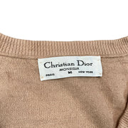 CHRISTIAN DIOR Cream   Cotton V-Neck  Knitwear Sweater Women's Medium