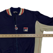 FILA Vintage 90s Retro Blue Cream    Cotton Bomber Track Jacket Men's Small
