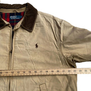 POLO RALPH LAUREN Vintage 90s Retro Brown Jacket Men's Large Full Zip  Blanket Lined Cotton  Harrington