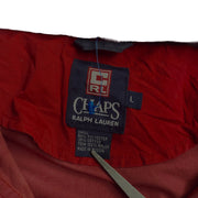 RALPH LAUREN CHAPS Vintage 90s Retro Red Jacket Men's Large Button Down Hooded  Polyester  Anorak Pullover