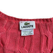 LACOSTE Pink   Cotton V-Neck Pullover Knitwear Sweater Women's Small