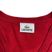 LACOSTE Red    V-Neck  Knitwear Sweater Men's Small