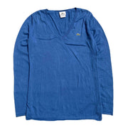 LACOSTE Blue   Cotton V-Neck  Knitwear Sweater Women's XS