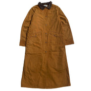 L.L BEAN Brown Button Down  Fleece Lined Chore Long Coat Trench Jacket Women's Medium