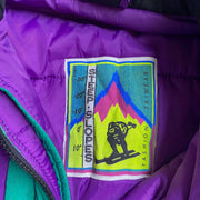 Vintage 90s Retro Multicolor Purple    Polyester Ski Snowboard Bomber Jacket Men's Large