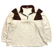 90s Vintage Retro Beige Quarter Zip Sweatshirt Men's XL