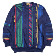 90s Vintage Retro Blue Green Coogi Cosby Style Knitwear Sweater Men's 2XL