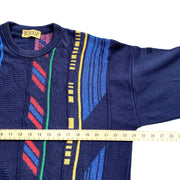90s Vintage Retro Blue Green Coogi Cosby Style Knitwear Sweater Men's 2XL