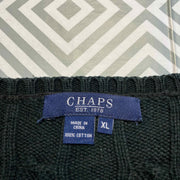 Black Chaps V-Neck Cable Knit Sweater Men's XL