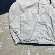 White and Navy Nautica Raincoat Jacket Men's Large