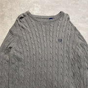 Grey Chaps Ralph Lauren Cable Knit Sweater Large