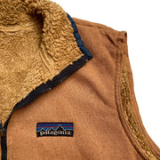 Patagonia 90s Vintage Retro Brown   Fleece Lined Cotton Gilet  Jacket Men's Medium