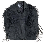90s Vintage Retro Black    Suede Leather Southwestern  Jacket Men's Medium