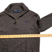 Polo Ralph Lauren Grey   Cotton  Quarter Zip Knitwear Sweater Women's Small