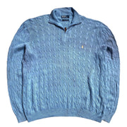 Polo Ralph Lauren Blue  Cotton Quarter Zip Knitwear Sweater Men's 4XL
